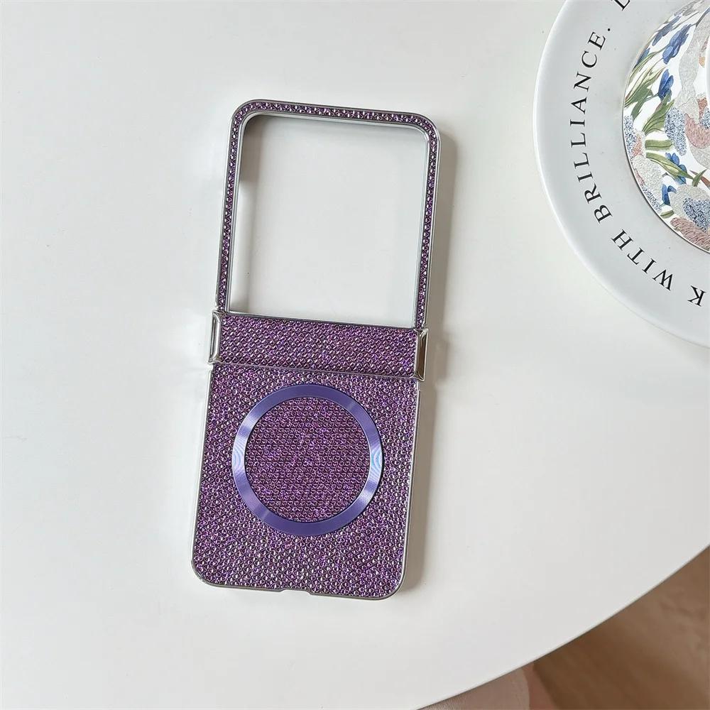Pro bezdrátové nabíjení Magnetické pokovení Kožené pouzdro na telefon pro Motorola Razr 50 40 Ultra Moto Razr 50 Kryt s ochranou pantu