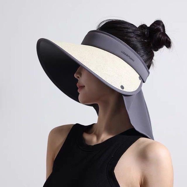 2025 Women's Open-Top Visor Hat: Large Brim UV Protection for Outdoor Spring
