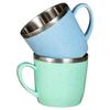 220ml Rustfritt Stål Kopper Krus Hvetestrå Anti-skolding Vannkopp Kaffe Melkekopp Te Drikker Vannkopp for Hjemmekontor Tumbler