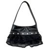 Portable Shoulder Bag Women's Spring and Summer Fashionable Spice Girl Hand Bag Rivet Mesh Pleated Armpit Bag Women