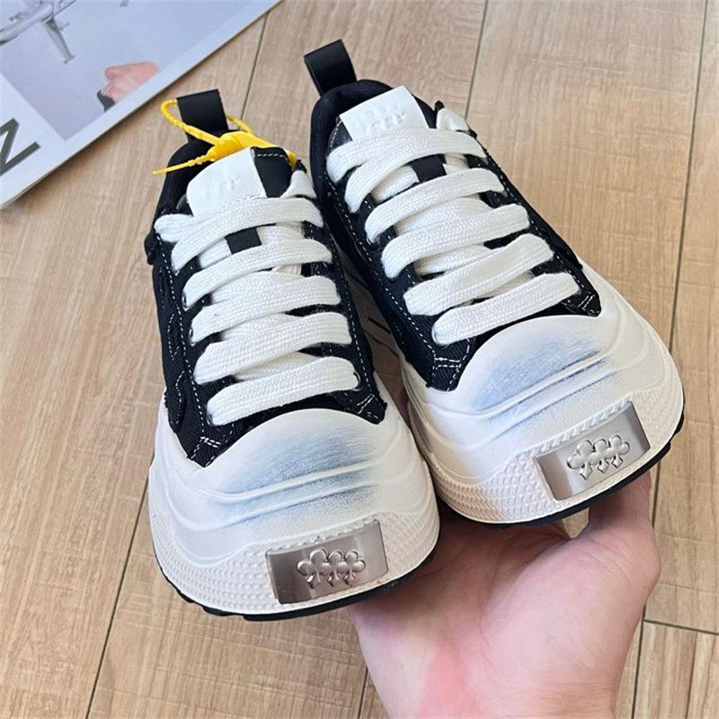 SHOOTBRAND Wang Hedi Black Canvas Shoes 2024 New Platform Casual Couple Small Dirty Shoes