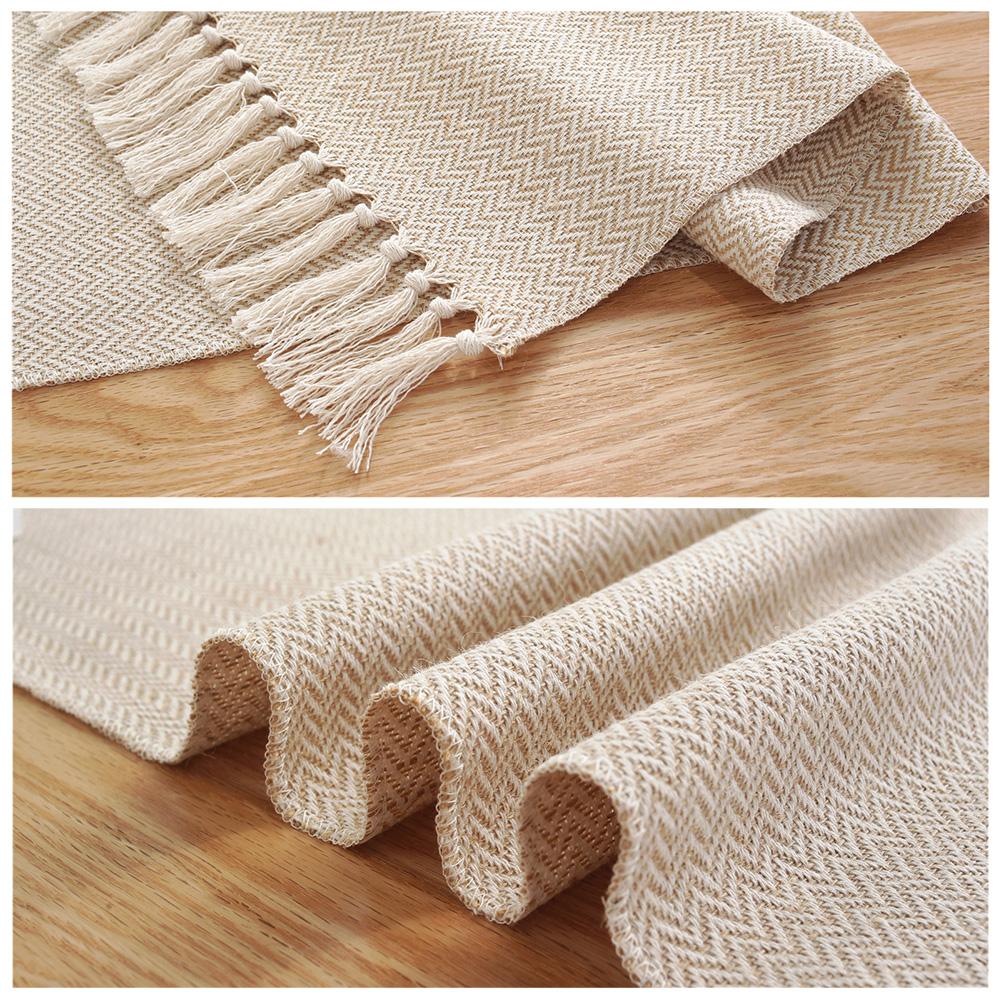 Vintage Woven Cotton Linen Table Runner Country Wedding Party Decoration Home Textiles For Christmas Home Table Runners