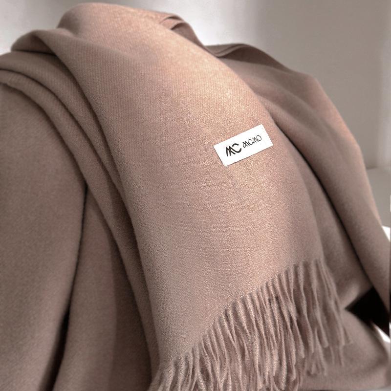 Cachecol Inverno Feminino Sólido 26 Cores Quente Espesso Caxemira Xale Moda Exterior Luxo Franjas Pashmina Envoltório Senhora Cachecóis à Prova de Vento