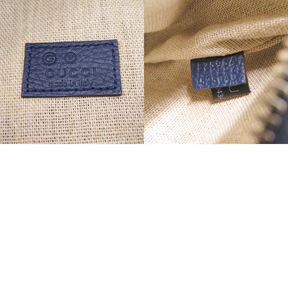 Used AUTHENTIC GUCCI 825964 GG body bag Waist Pouch blue Leather