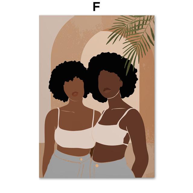 Abstract Black Fashion Girl Coffee Cosmos African Art Canvas Painting Nordic Posters And Prints Wall Pictures Living Room Decor No Frame