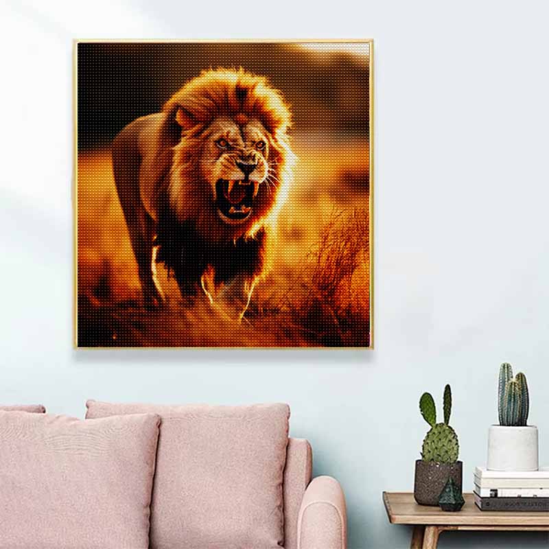 New Arrival 5D DIY Full Circle Diamond Painting "Lion" Embroidery Cross Stitch Home Decor Gift