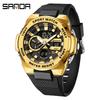 Sanda Men's Trendy Outdoor Sports Watch - Waterproof, Luminous, Multifunctional with Dual Display & Alarm.
