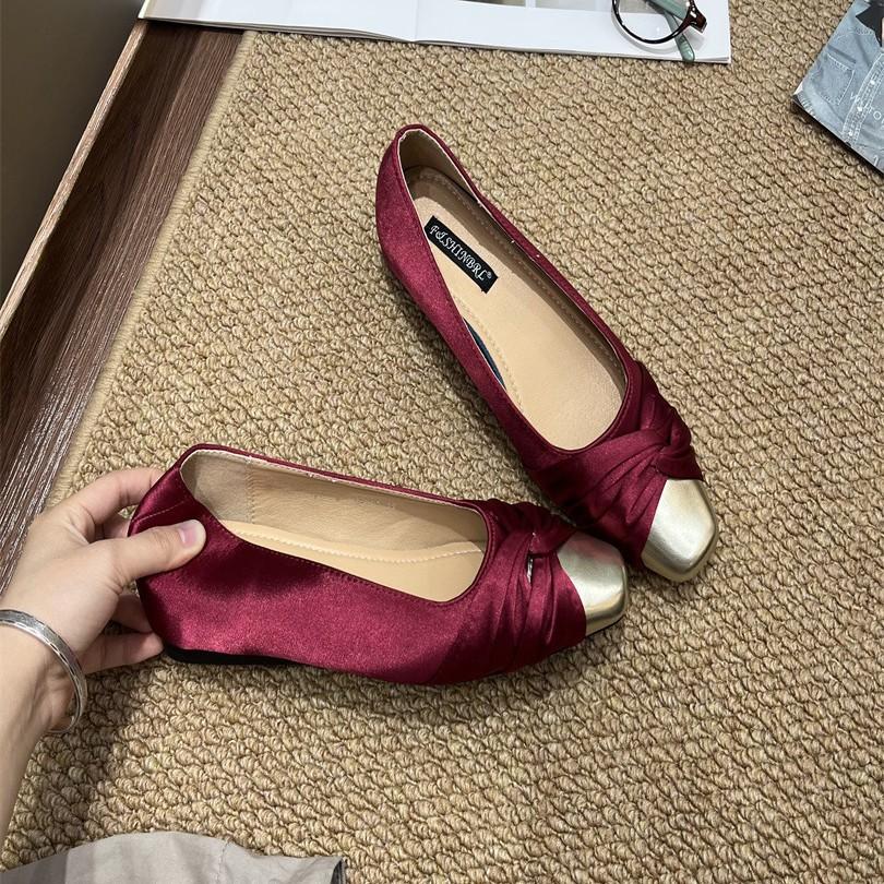 Gentle Fairy Style Single Shoes Spring 2025 French Temperament Elegant Satin Square Head Light Mouth Thick Heel High Heels Women