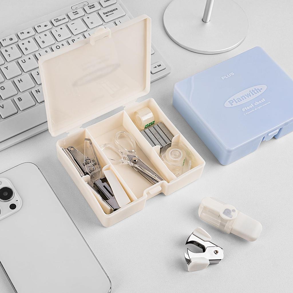 HannaFires Mini Office Stationery Kit Includes Storage Case for Portable and Efficient Work and White 8-Piece - Study,