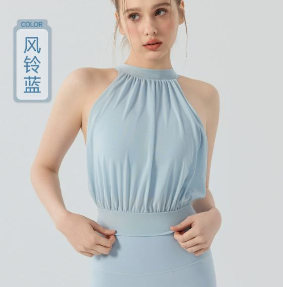 French polka dot temperament sleeveless yoga vest neck strap short mesh fixed cup outer wear sexy top women