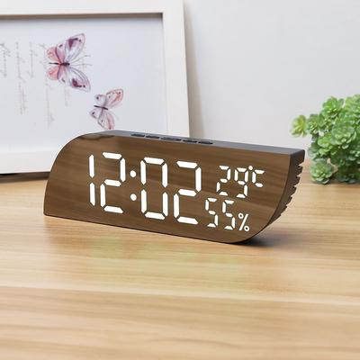 Sveglia Digitale con Superficie a Specchio 2 Livelli di Luminosità Sveglia LED Funzione Snooze Visualizzazione Temperatura Umidità Orologio