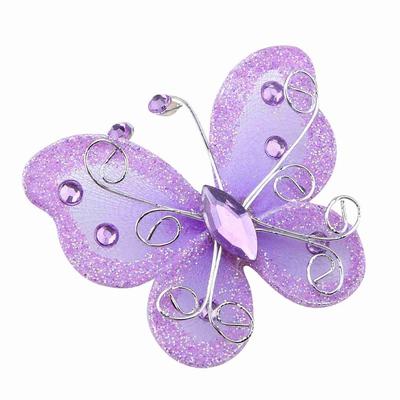 24pcs DIY Handmade Accessories Glitter Decoration Mesh Wire Butterfly Sheer Gauze Organza Butterfly Sheer Butterfly Home Decor