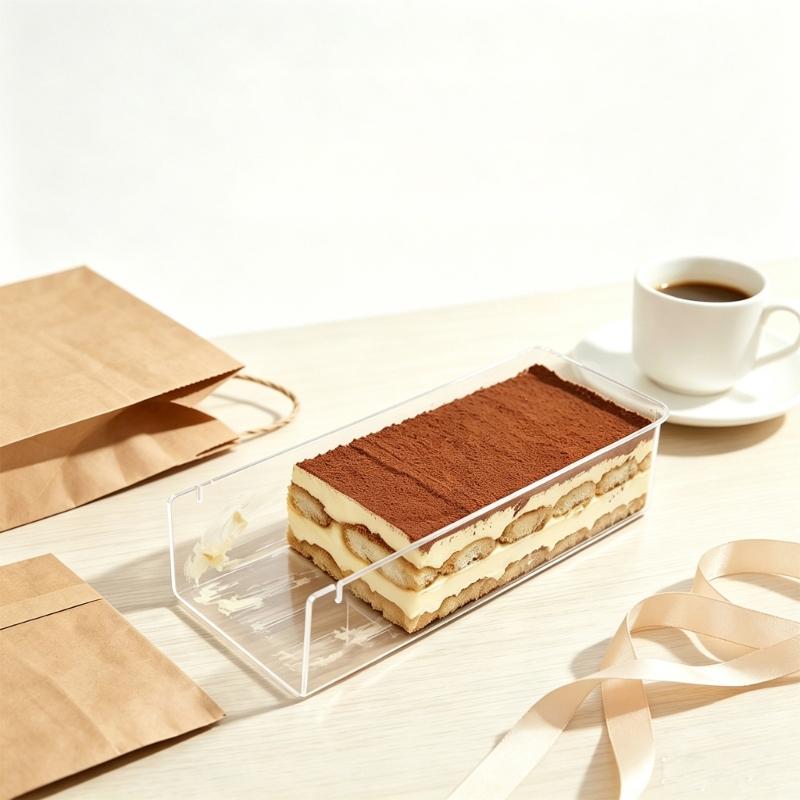 Moldes para Dar Forma a Tartas de Queso, Molde Rectangular para Hornear con Tapa para Tiramisú, Herramienta Transparente de Acrílico para Postres, Recipiente para Tartas para Reposteros Caseros y Preparativos de Fiestas