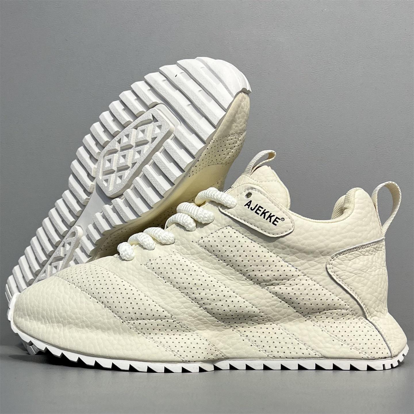

European Spring Men Leather Casual Shoes Thick-soled Sport Jogging Shoes Youth Street Chunky Sneaker 44 білий