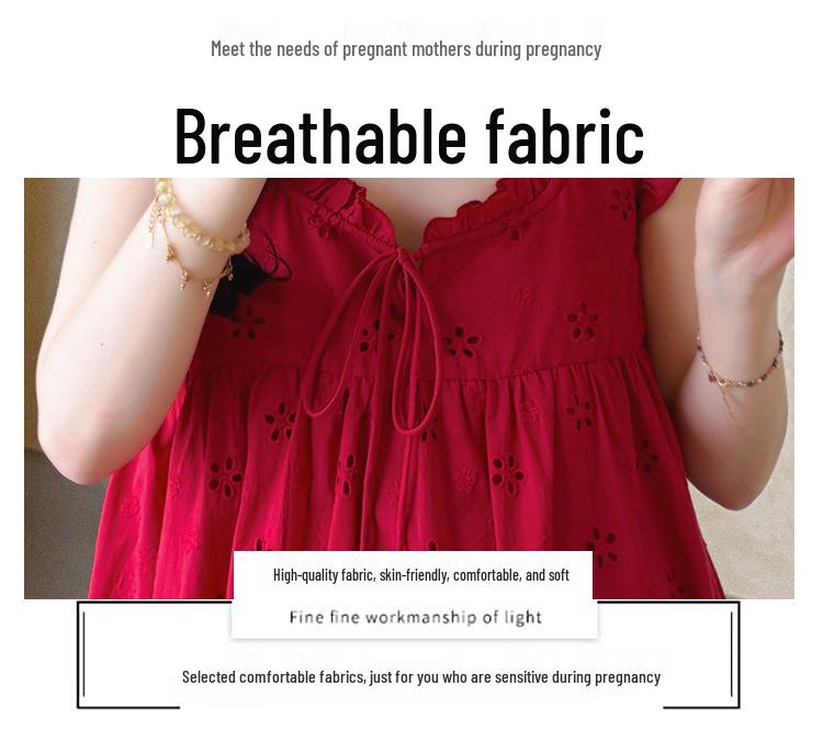 2026 Summer Sleeveless Maternity Doll Dress - Age-Reducing, Hollow Out, Loose Fit, Sweet Belly Covering Vest Design