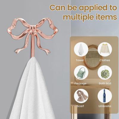 Metal Bow Shape Wall Hooks Decorative Key Bag Hanging Hook Load-bearing Towel Hat Jacket Key Holder for Home Decor