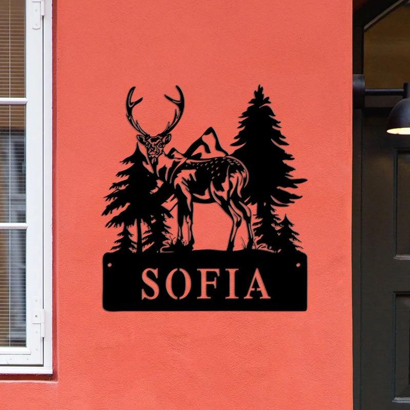 Personalized Sika Deer Metal Sign – Custom Home Number for Hunting Enthusiasts, Outdoor Wildlife Decor