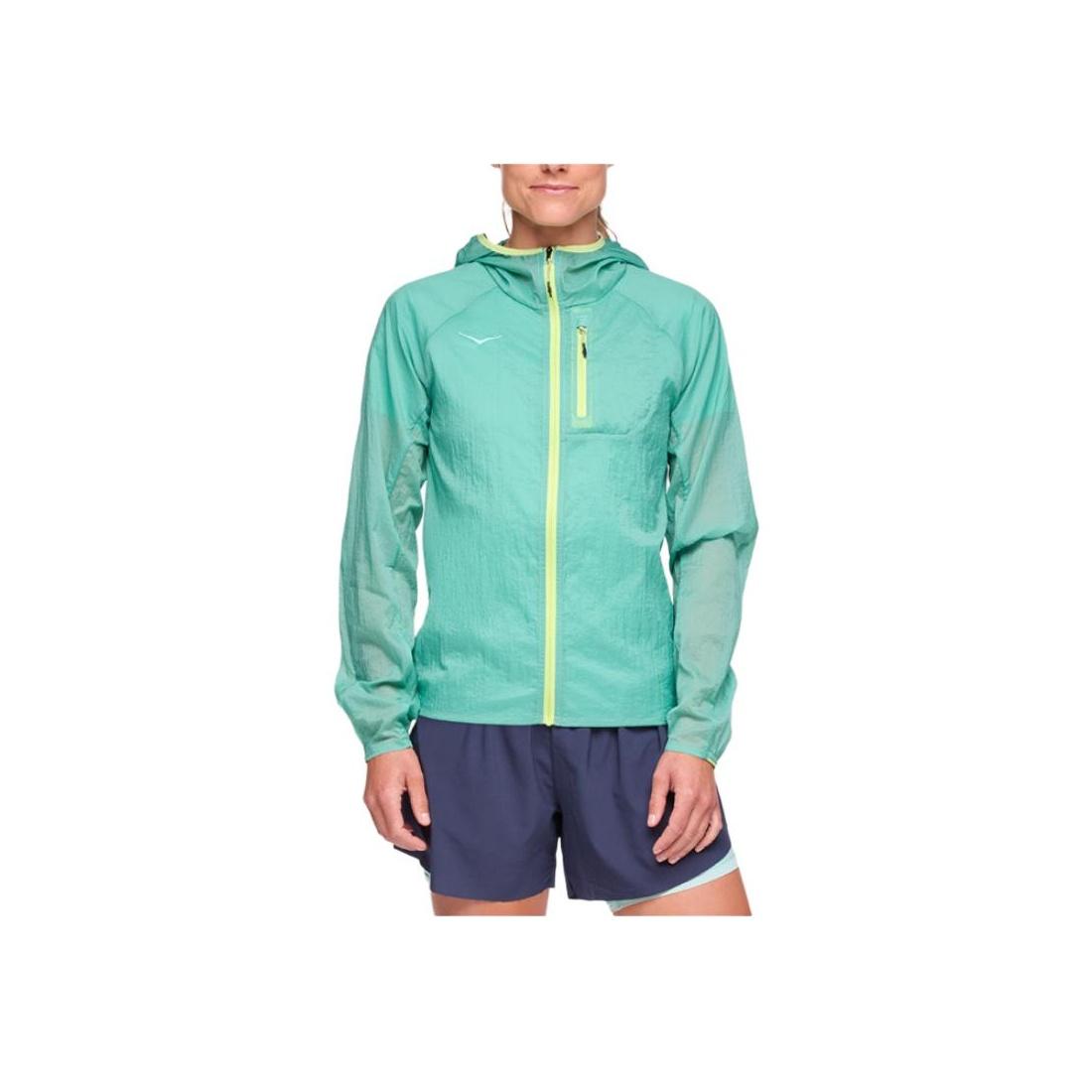 Hoka One One Logo Hooded Raglan Long Sleeve Jacket Women jackets Green 1141671-SLN L