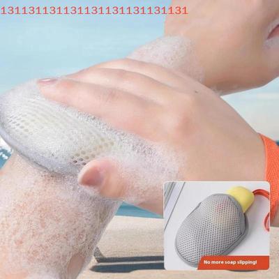 Rede Espumante para Limpeza de Banho com Cordão Saco Oval Dupla Face para Sabão Esponjas Esfoliantes Corporais Bolso de Sabão de Rede para Banheiro