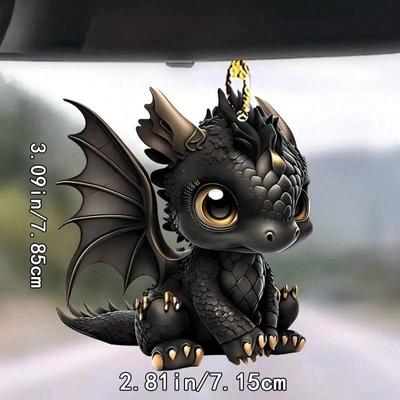Black Dragon Acrylic Decorative Pendant , Car Accessories, Indoor Rearview Mirror Decoration, Christmas Tree , 2D Flat Pendant,Bags And Keychains