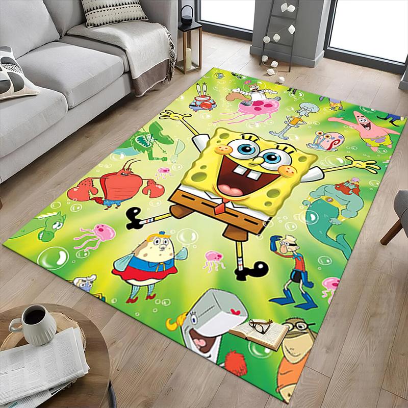 1pc Spongebob Squarepants Adventure Carpet for Playroom Bedroom Living Room Sofa Home Decor,kids Game Area Rug Non-slip Floor Mat Y7296