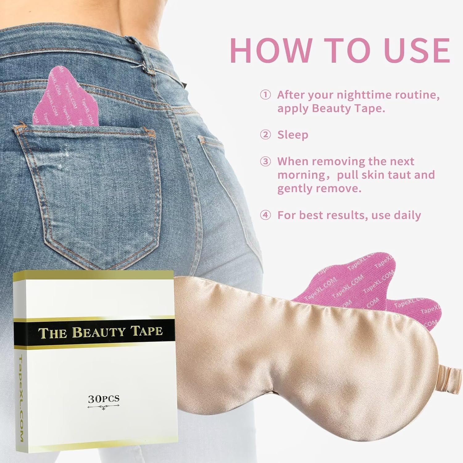 Pink Beauty Tape 30 Pack Pain Free Removal, Latex Free A5