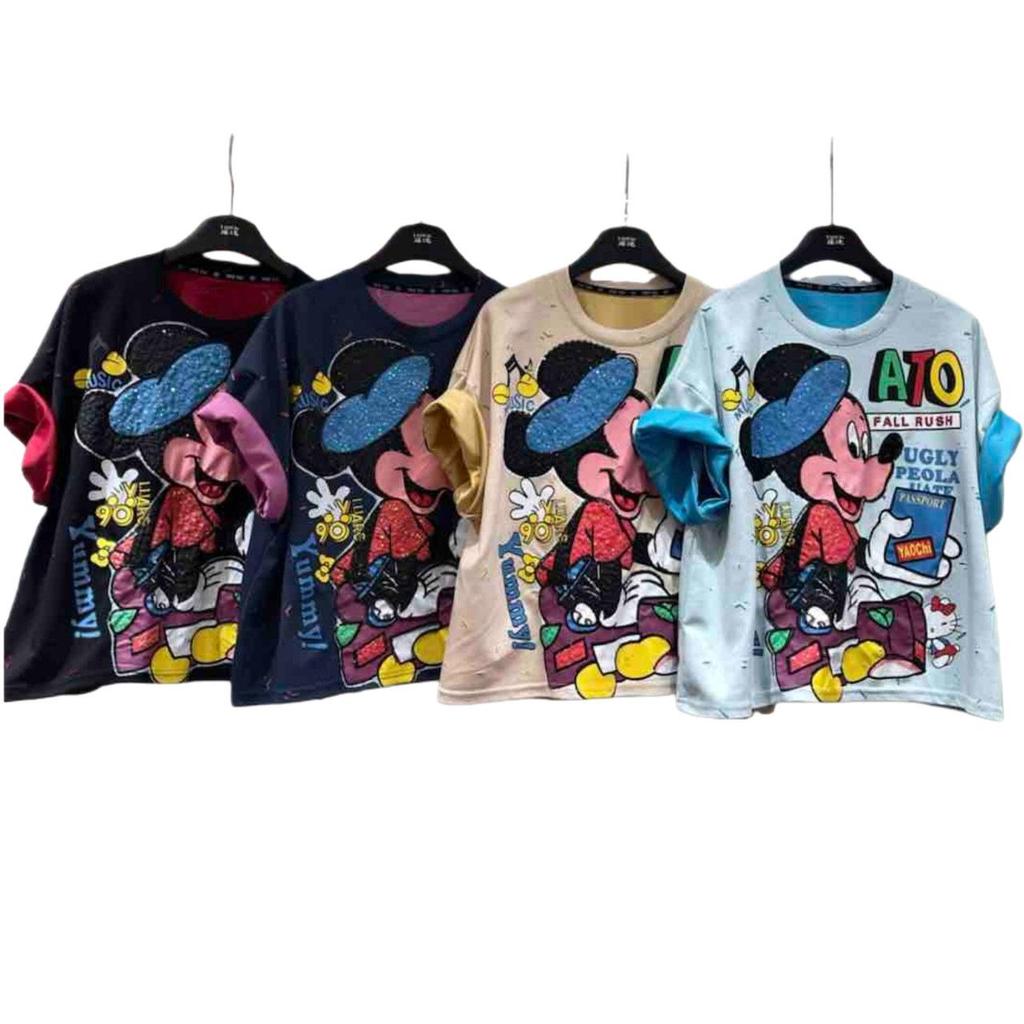 2026 Spring/Summer Plus Size Women's Cartoon T-shirt - Loose Short Sleeve, Trendy Fashion, European & American Style, Korean-Inspired.