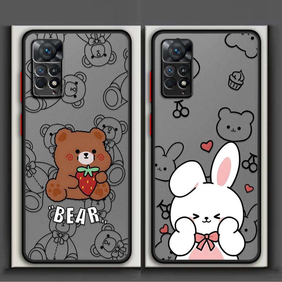 Case for Xiaomi Redmi Note 15 Pro 14 11 A4 14C 12 13 10 13C 9S Funda Back Phone Cover Cartoon Bear Rabbit