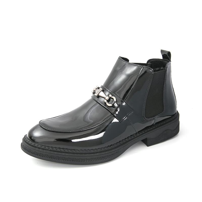 Men s Large Chelsea Leather Slip-on Boots - Autumn/Winter High-Top Martin Style US 8