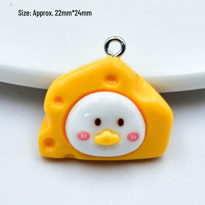Resin Cartoon Rabbit Cheesecake Keychain Pendant