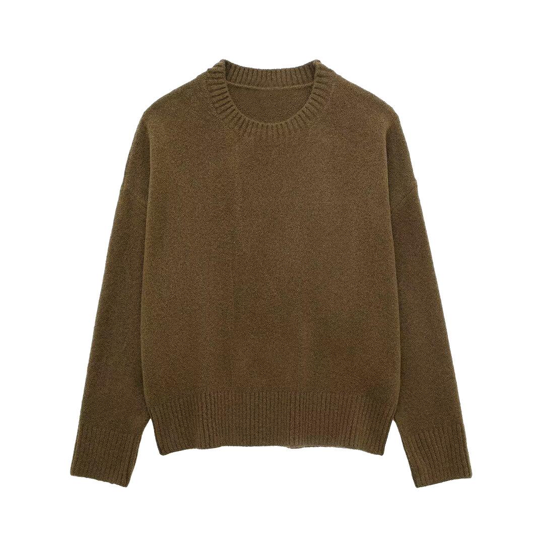 Женский французский модный мягкий трикотажный свитер с длинными рукавами и круглым вырезом M 2648₽