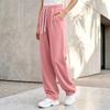 Women's Plus Size Loose Fit Wide Leg Straight Pants Color for Fall Casual Wear