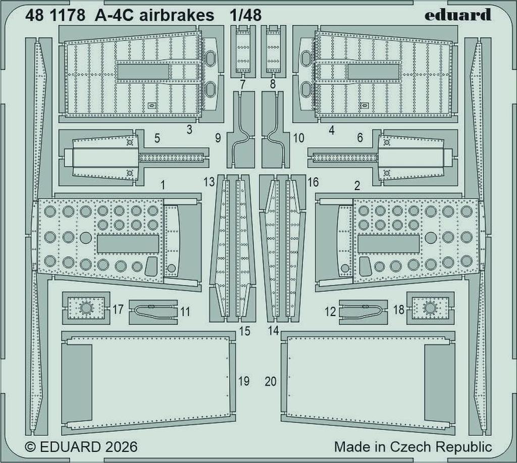 eduard Skyhawk Air Brake Etching Parts Hobby Plastic Model Kit Parts EDU481178 1/48 A-4C (for Boss) (Airplane)