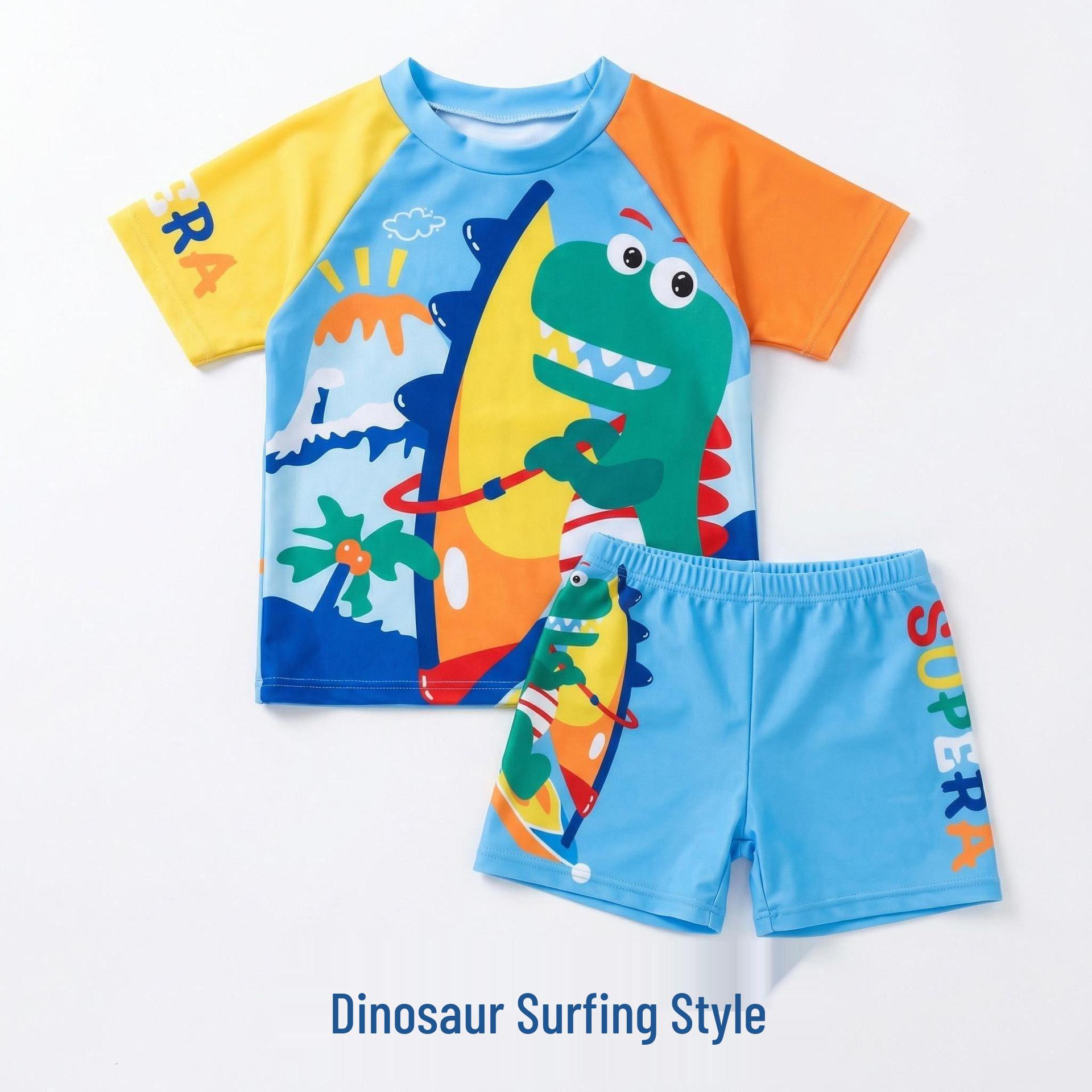 

Boys Two-Piece Cartoon Swimsuit - Quick Drying & Sun Protection for Kids 2XL (60-70 lbs, 125-135 cm)