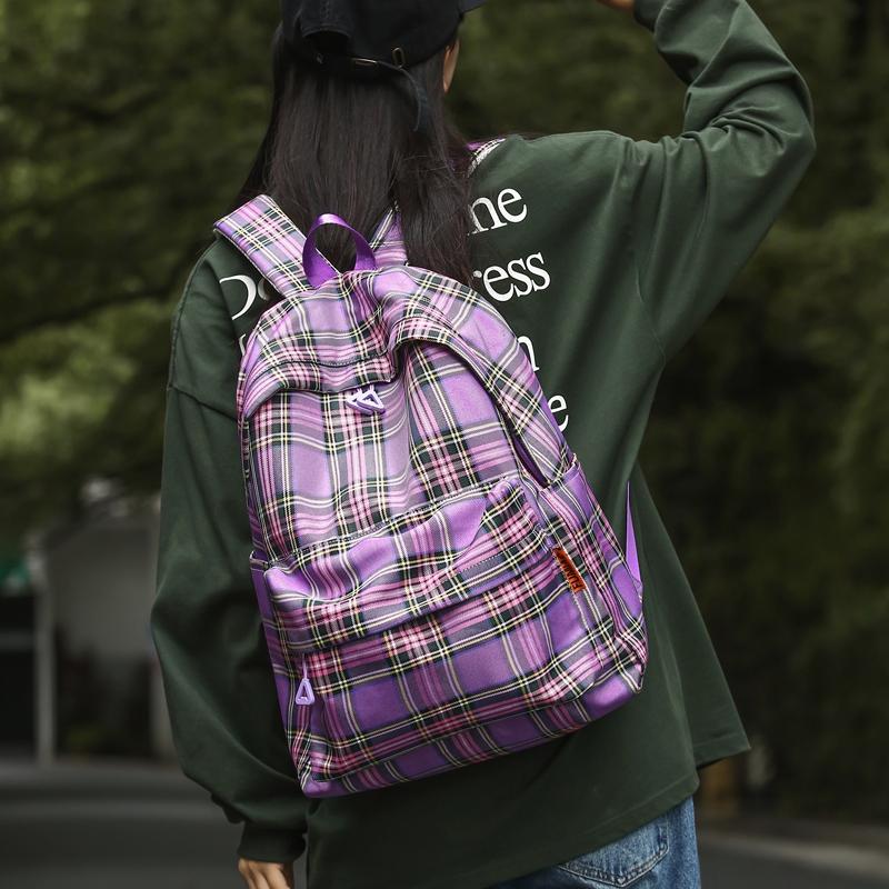 Studentský kostkovaný školní batoh Dámský velkokapacitní batoh Cestovní batoh