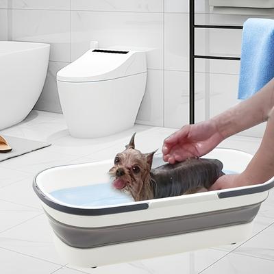 2pcs Foldable Portable Pet Bath Tub, Pet Shower Basin, Dog Massage Bath Brush, Pet Cleaning Towel, Suitable for Cats, Dogs, and Other Small Animals
