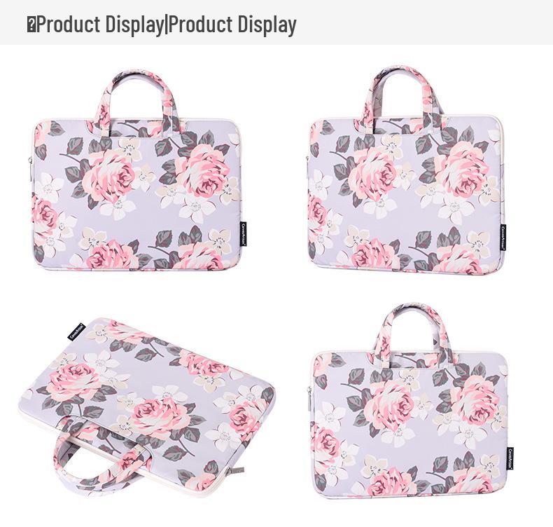 Laptop-Hülle mit weißem Rosenmuster für HP, Asus, Dell, Microsoft - Handliche Innentasche zur doppelten Verwendung