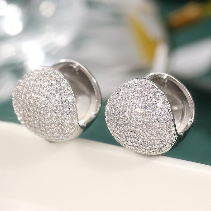 

Elegant Copper Color White CZ Hoops Women s Earrings Geometric Fashion Party Daily Wear