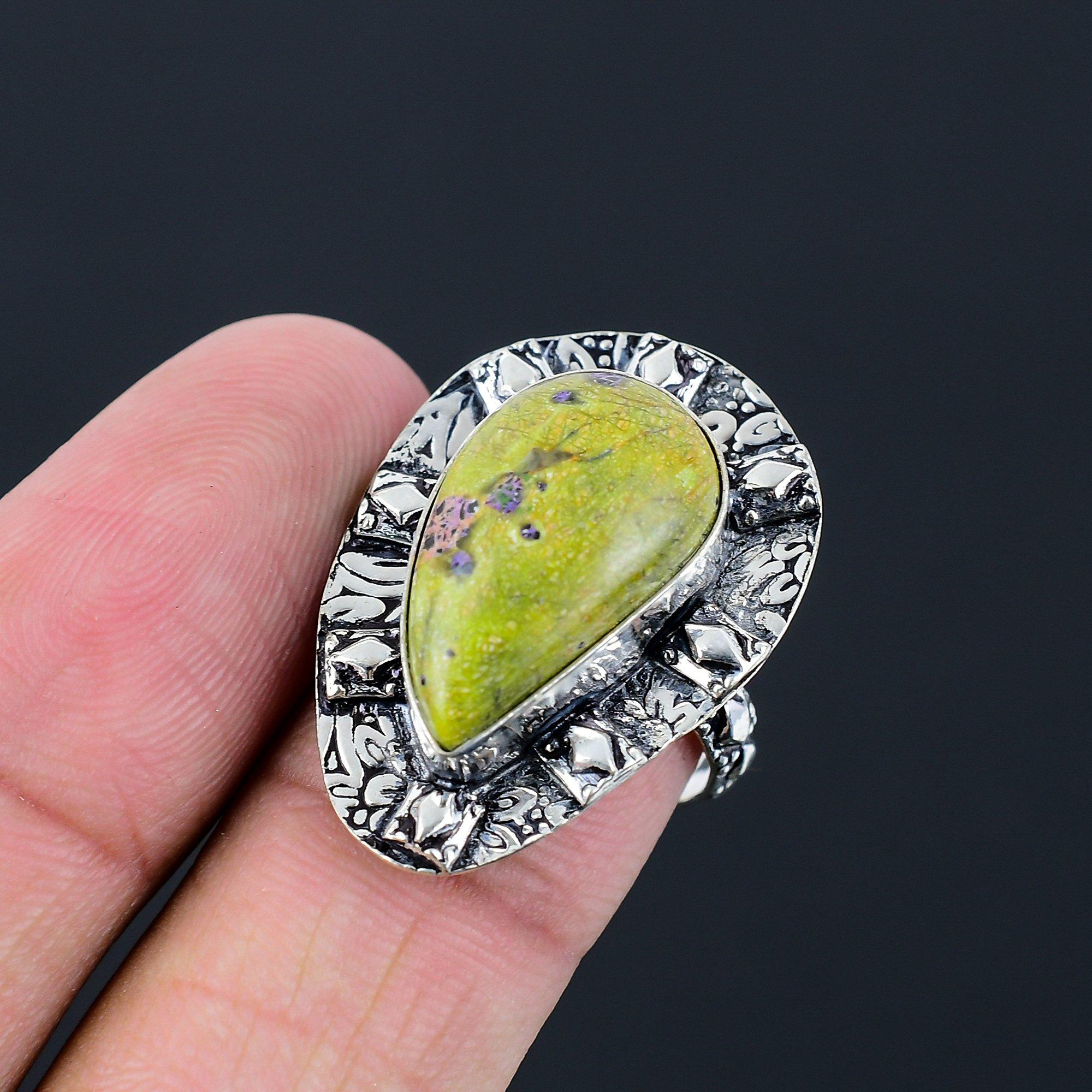 Daughters Day Deal Sterling Silver Natural Atlantisite New Statement Ring US 7 7