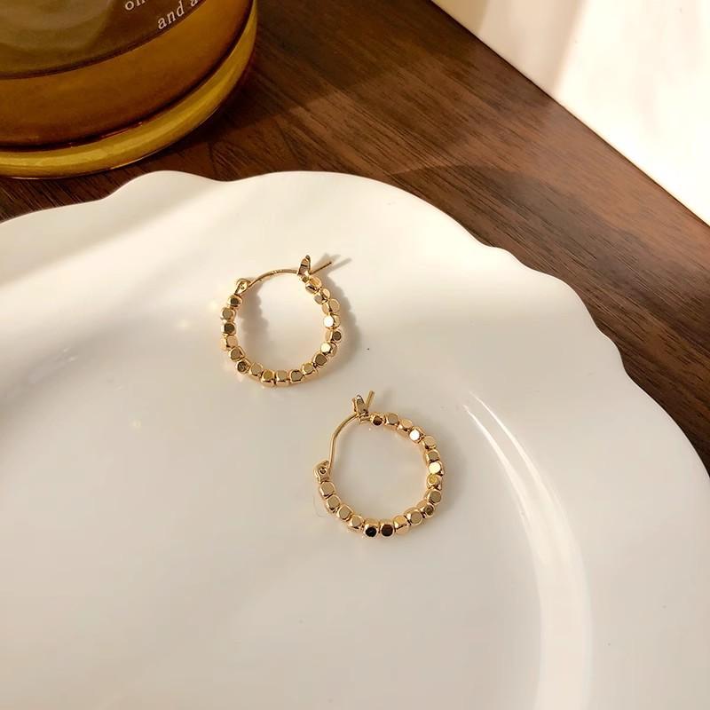 S925 Silver Needle Korean Style Metal Circle Earrings Minimalist Light Luxury Women Ear Jewelry