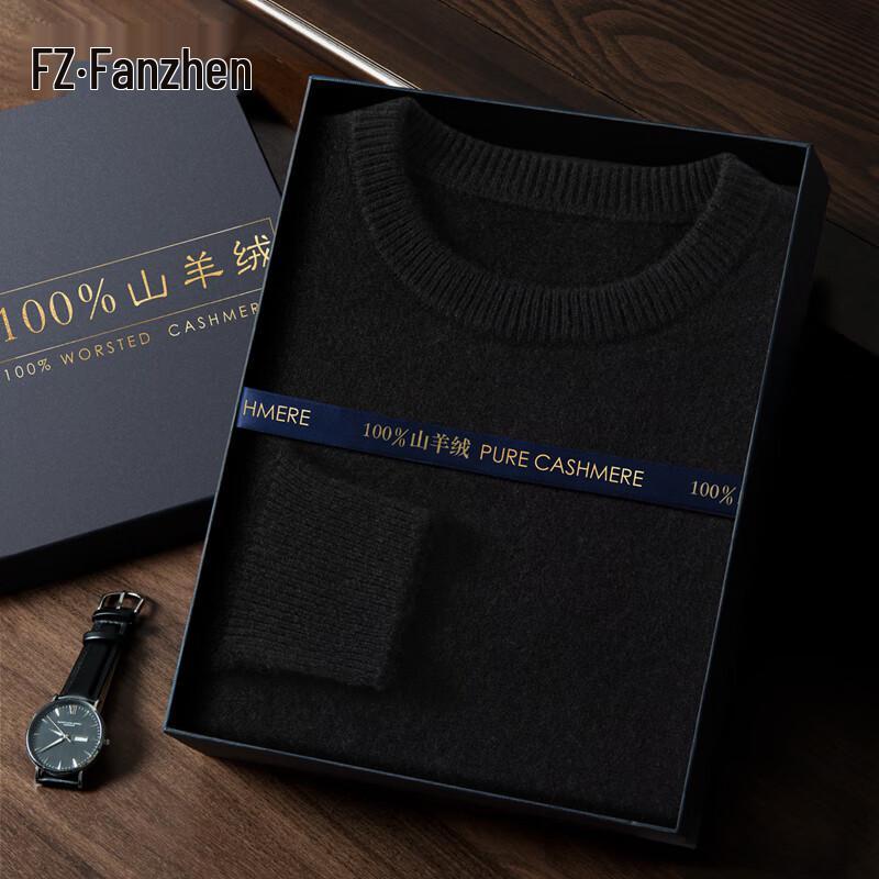 Fanzhen Men's 100% Pure Cashmere Round Neck Sweater