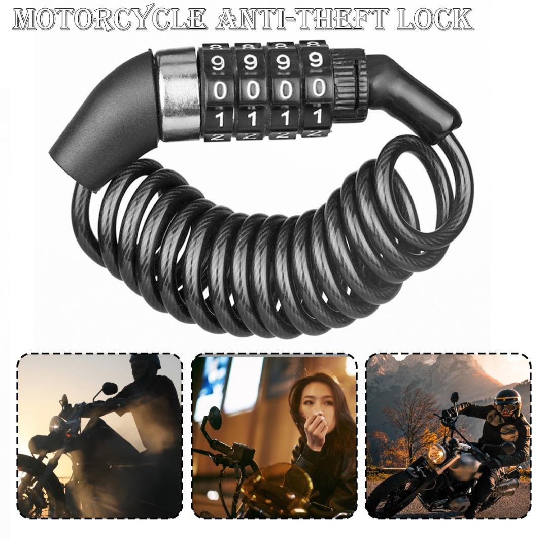 

Кабель для блокировки мотоциклетного шлема Malinaisi, черный комбинацию, 4-значный пароль, защита от кражи