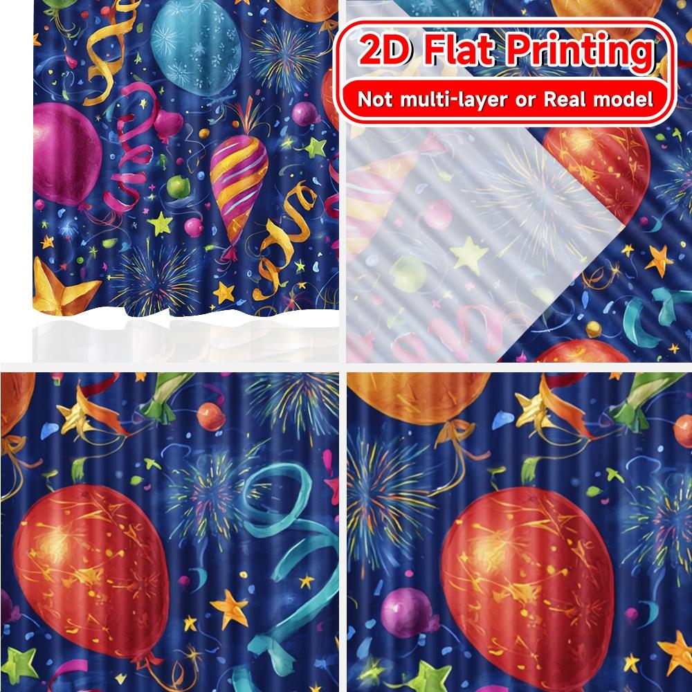 2D Flat Printing  2pcs NewYearCelebration(3) Modern Minimalist Curtains Durable Polyester Curtains Gifts Perfect for Bedroom