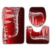 4pcs Shower Christmas Curtain Toilet Cushion Set Cover Mat Pad Rug Xmas Bathroom