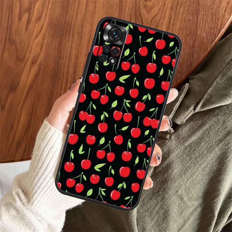 Food Fruit Red Cherry Case For Xiaomi Redmi Note 14 Pro 13 12 11 10 15 Pro Plus Redmi 15 C 13 10C 12C 14C 13C Cover