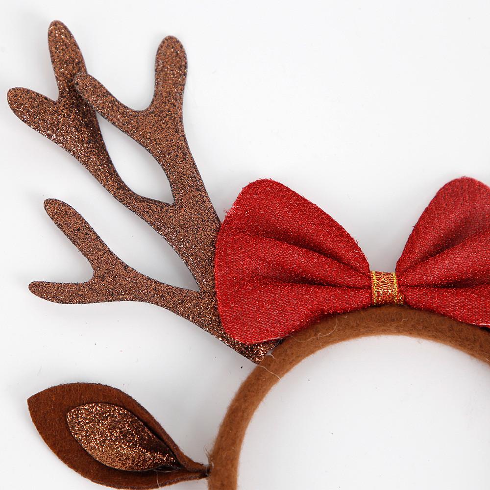 Adorable Christmas Antler Headband Cute Plush Party Decoration With Sequins