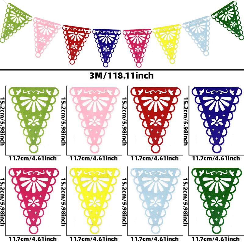 WTEMPO Cinco De Mayo/Mexican Party Banners Carnival Event Decor Día De Muertos Indoor Outdoor Cultural Activity Supplies Day of The Dead Hanging Flags