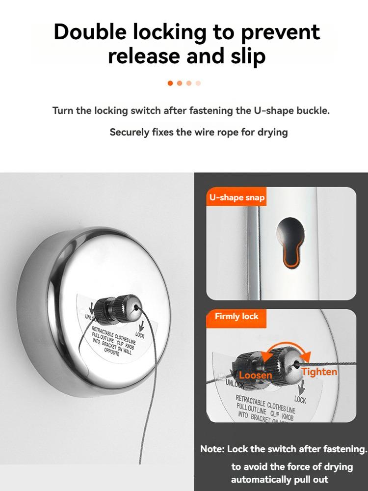 Wall-mounted Clothes Line Windproof 2.8m Adjustable Strength Nylon Durable Non-slip Drying Rack Rope Laundry