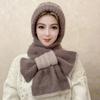 Winter Knit Hat Scarf Set Large Head Circumference Elastic Warm