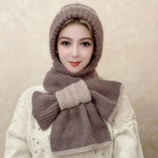 Winter Knit Hat Scarf Set Large Head Circumference Elastic Warm